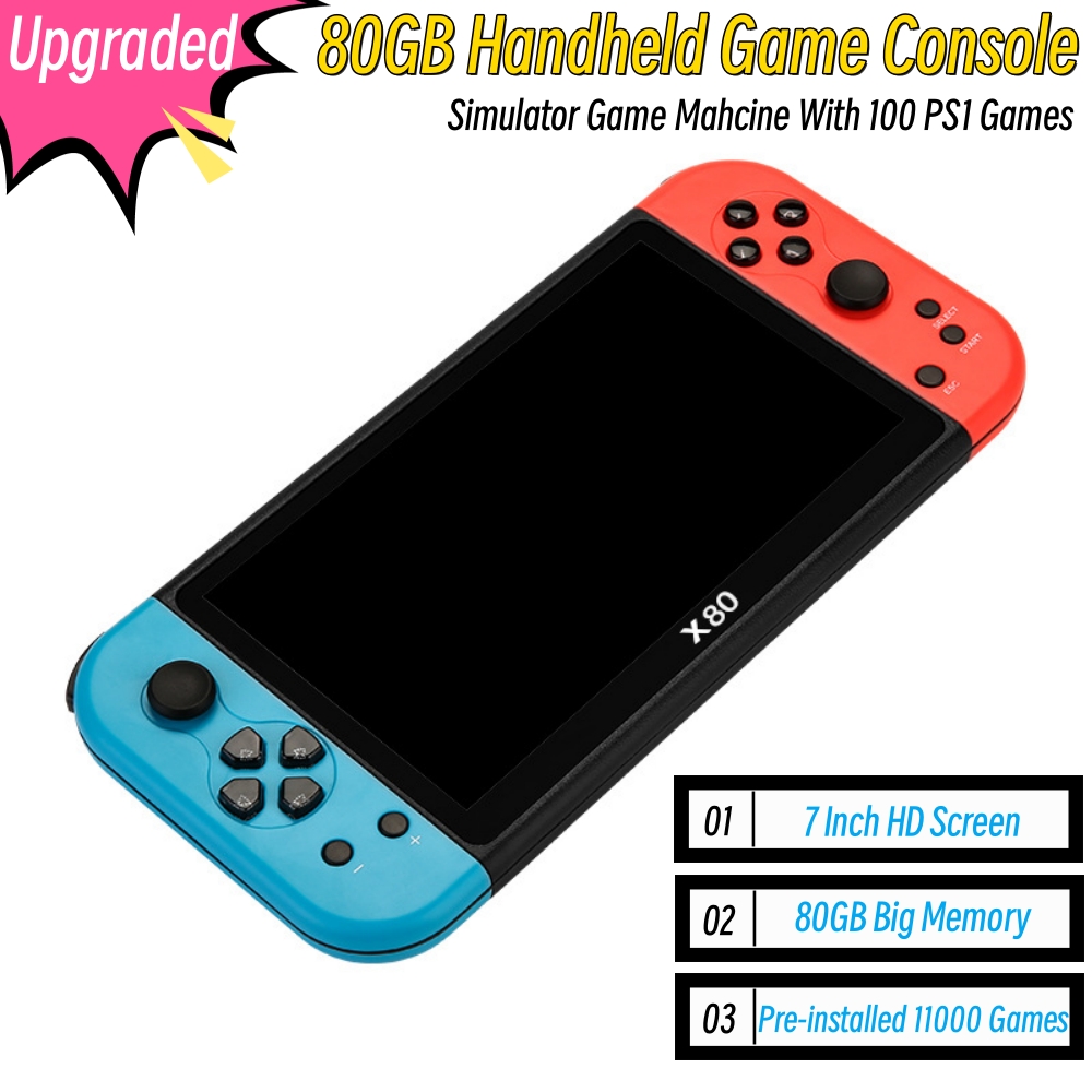 80GB großer Bildschirm 7 Zoll  – Gaming Console X80 Bewertung und Preis