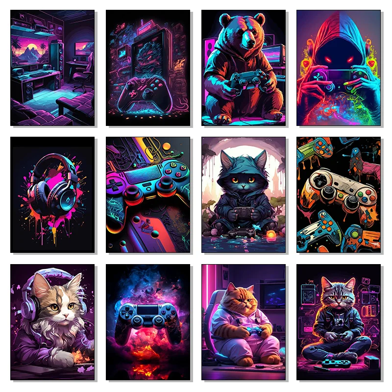 Buntes Neon-Spielekonsole-Katz – Gaming Console With Bewertung und Preis